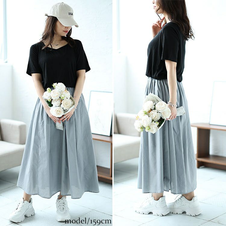 大きいサイズ レディース ダイヤモンドネックドッキングリブワンピース　nw-24021