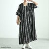 大きいサイズ レディース ストライプタックワンピース　nw-24018 ブラック