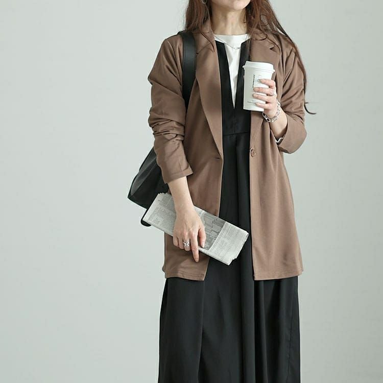 大きいサイズ レディース キーネックタックジャンパースカート　nw-24015