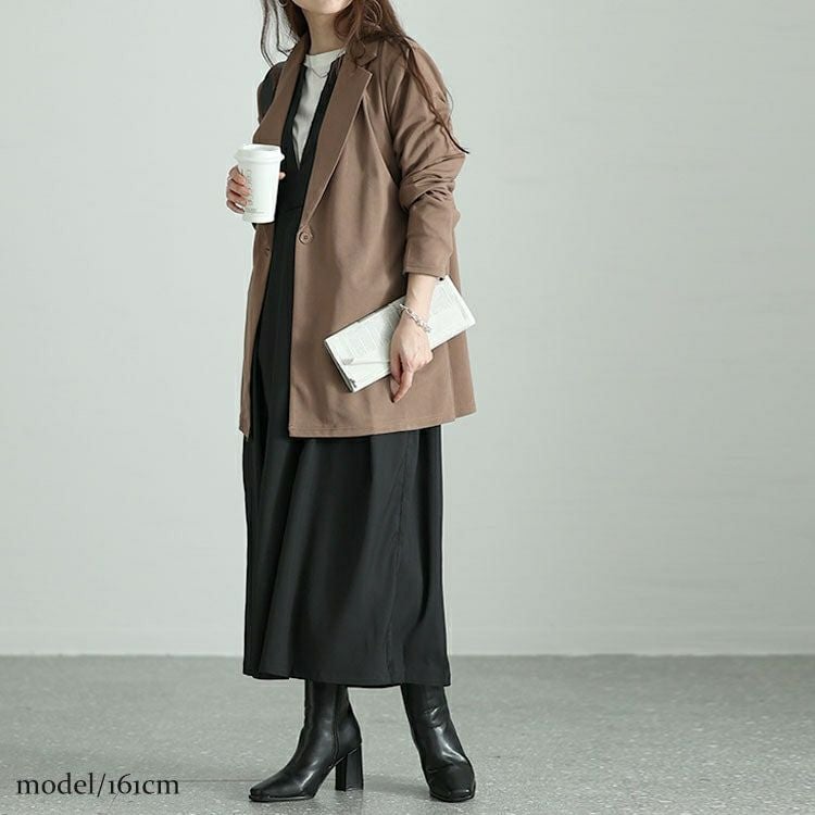 大きいサイズ レディース キーネックタックジャンパースカート　nw-24015