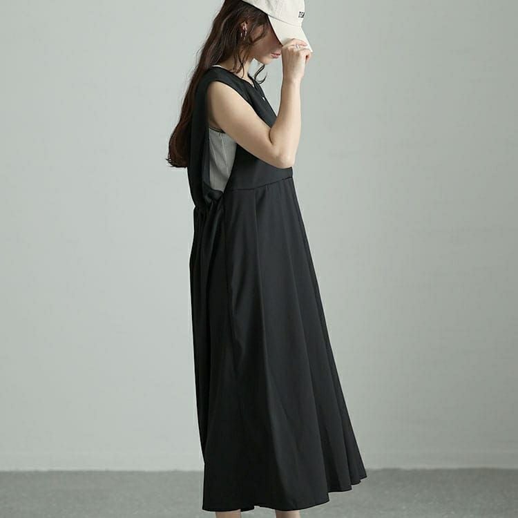 大きいサイズ レディース キーネックタックジャンパースカート　nw-24015