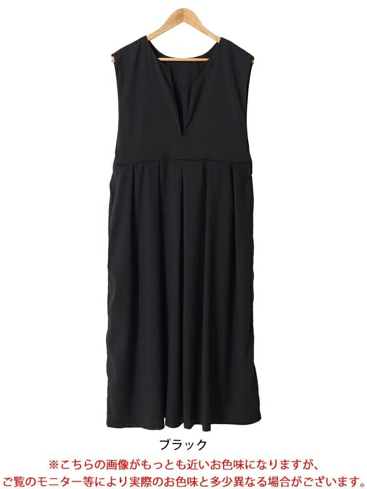 大きいサイズ レディース キーネックタックジャンパースカート　nw-24015