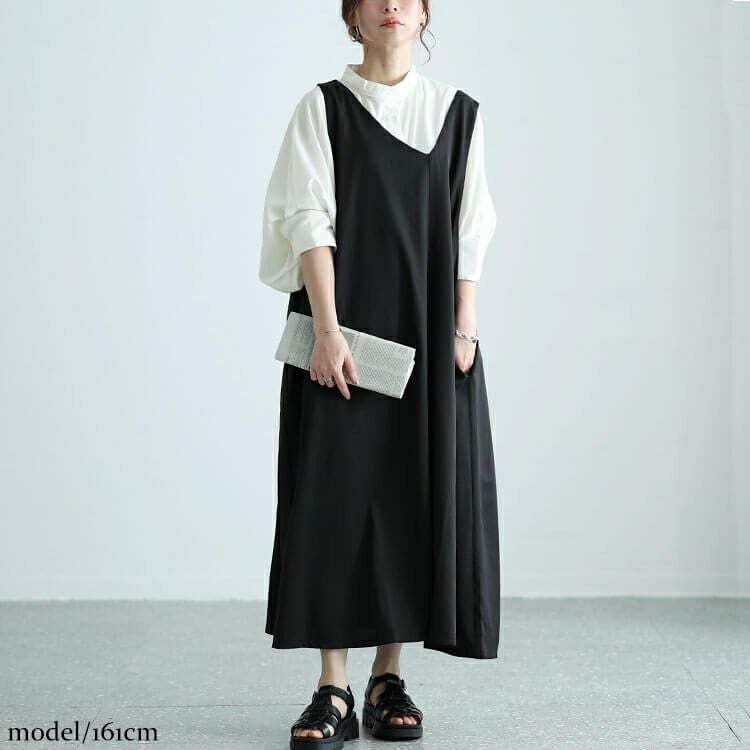 大きいサイズ レディース バックベルト2wayアシメジャンパースカート　nw-24014