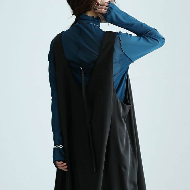 大きいサイズ レディース バックベルト2wayアシメジャンパースカート　nw-24014