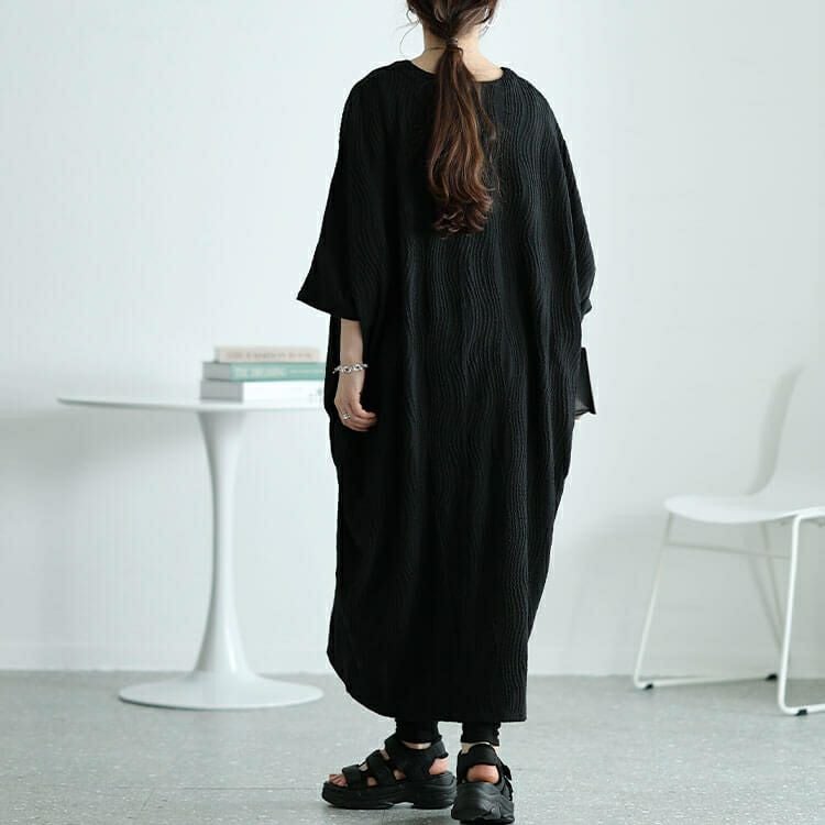 大きいサイズ レディース ドレープドルマンコクーンワンピース　nw-24013