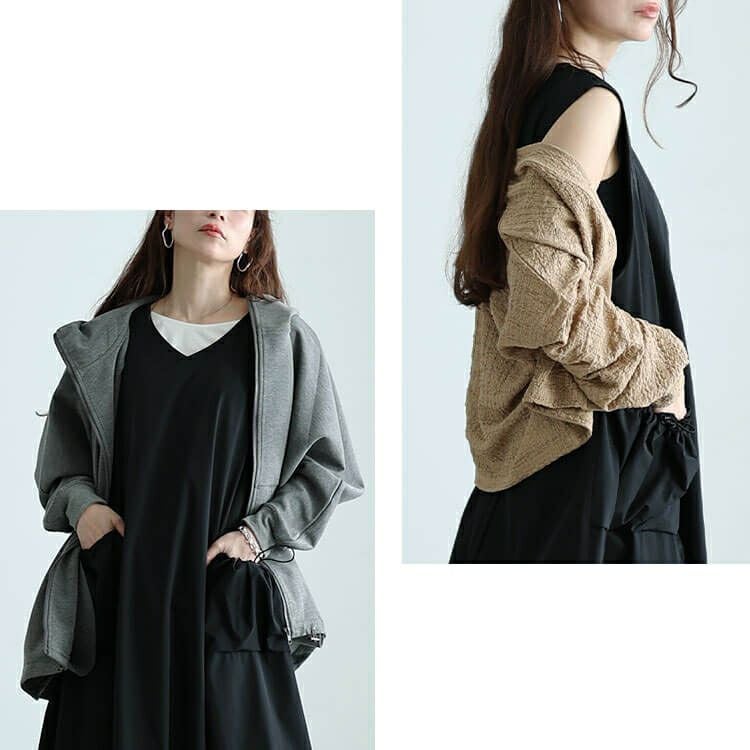 大きいサイズ レディース ボリュームポケットノースリーブワンピース　nw-24012