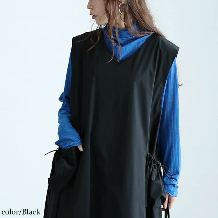 大きいサイズ レディース ボリュームポケットノースリーブワンピース　nw-24012