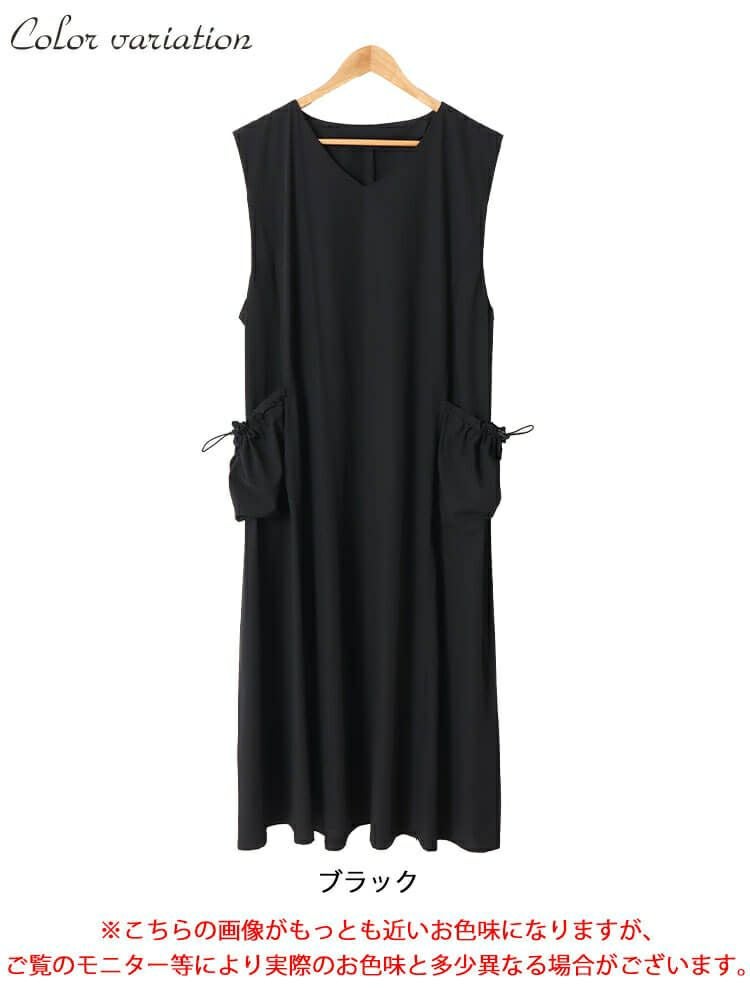 大きいサイズ レディース ボリュームポケットノースリーブワンピース　nw-24012