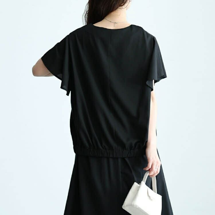 大きいサイズ レディース レイヤード風ブラウジンングワンピース　nw-24010