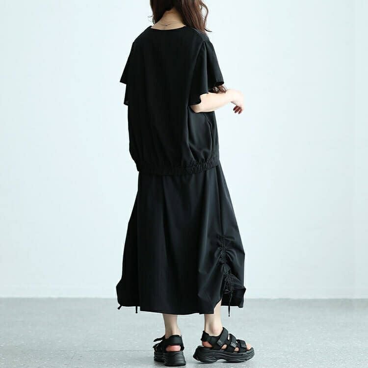 大きいサイズ レディース レイヤード風ブラウジンングワンピース　nw-24010