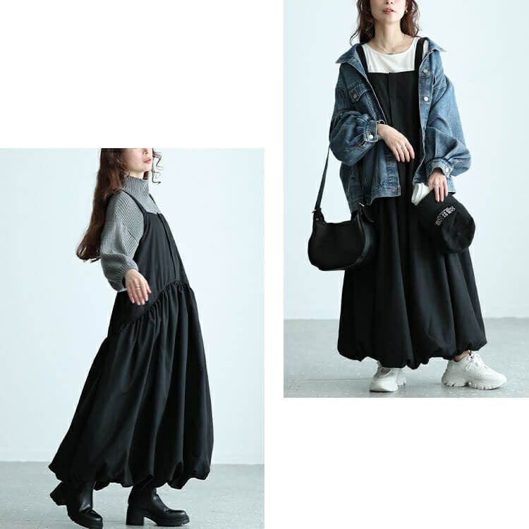 大きいサイズ レディース ギャザーバルーンキャミワンピース　nw-24009