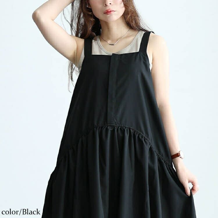 大きいサイズ レディース ギャザーバルーンキャミワンピース　nw-24009