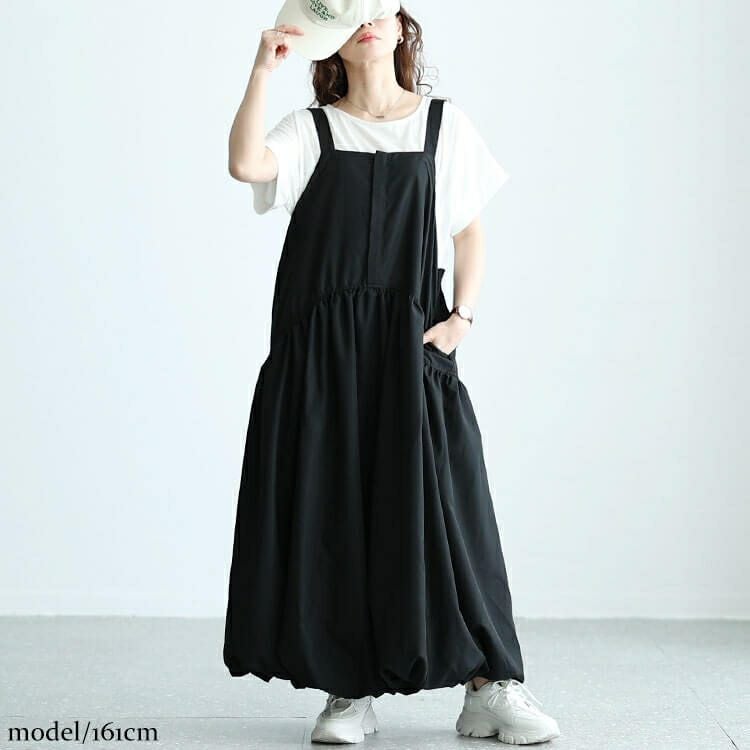 大きいサイズ レディース ギャザーバルーンキャミワンピース　nw-24009