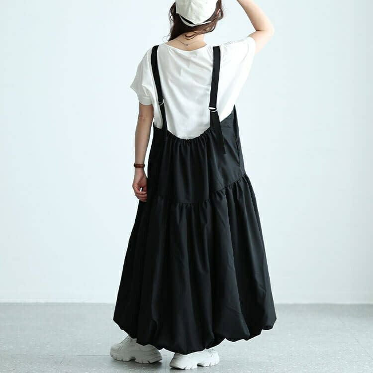 大きいサイズ レディース ギャザーバルーンキャミワンピース　nw-24009