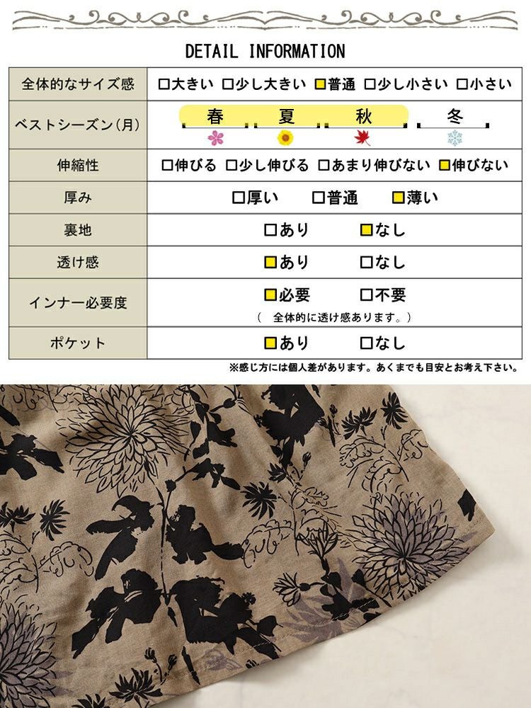 大きいサイズ レディース フラワープリントギャザーワンピース　goldy-1475 【メール便可】