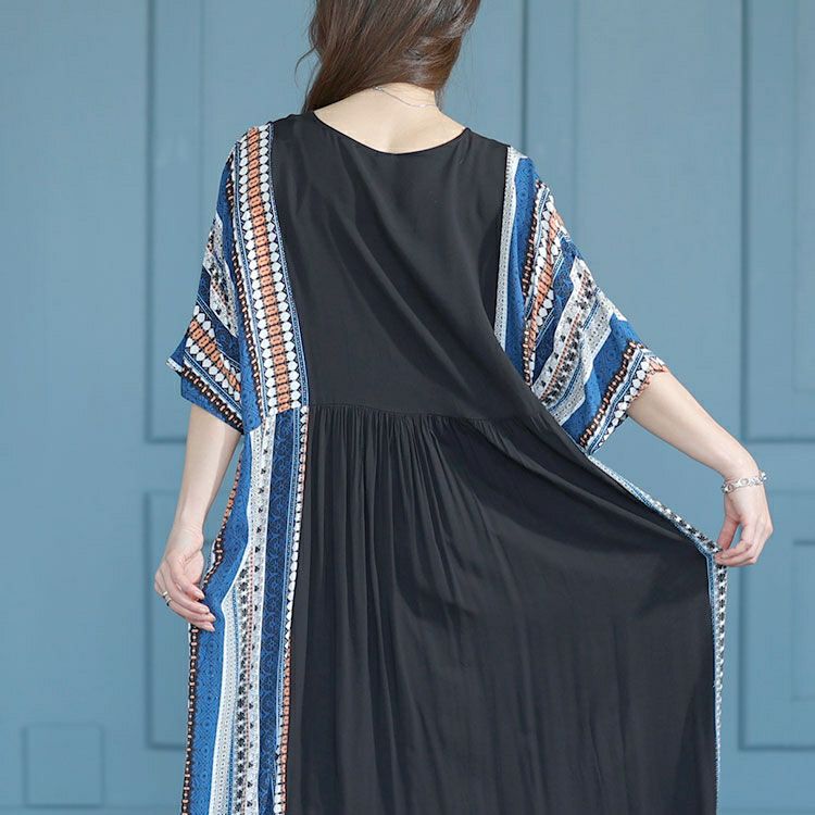 大きいサイズ レディース エスニック柄切替えギャザーワンピース　goldy-1483 【メール便可】