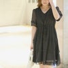 大きいサイズ レディース Vネックティアードフリルワンピース　goldy-1462 ブラック