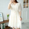 大きいサイズ レディース Vネックティアードフリルワンピース　goldy-1462 オフホワイト