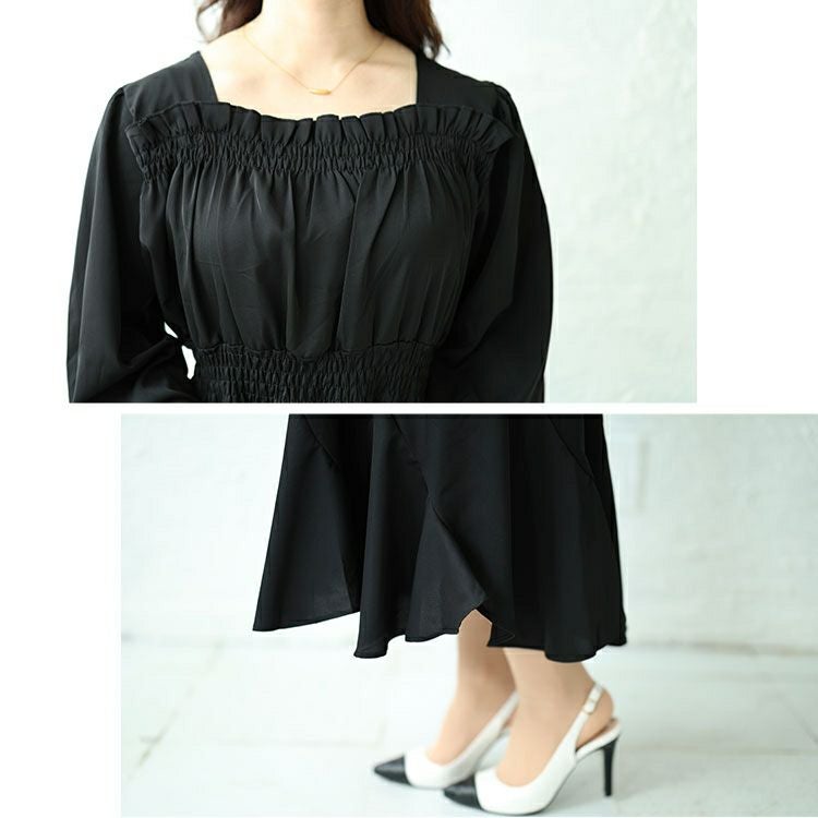 大きいサイズ レディース バックリボンエスカルゴワンピース　fem-412