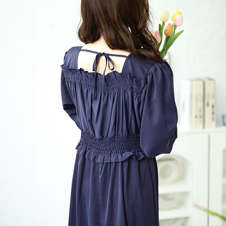 大きいサイズ レディース バックリボンエスカルゴワンピース　fem-412