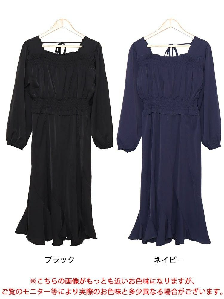 大きいサイズ レディース バックリボンエスカルゴワンピース　fem-412