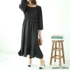 大きいサイズ レディース バックリボンエスカルゴワンピース　fem-412 ブラック