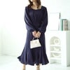 大きいサイズ レディース バックリボンエスカルゴワンピース　fem-412 ネイビー