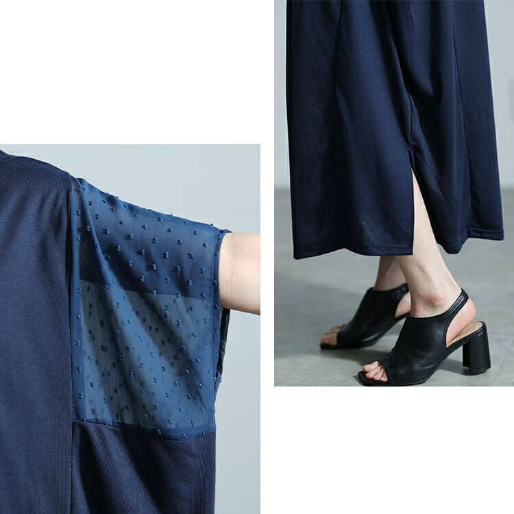 大きいサイズ レディース ドットドビー切替えドルマンワンピース　fem-465