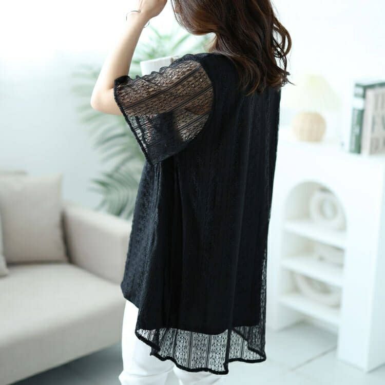 大きいサイズ レディース フラワーストライプレースフェイクレイヤードチュニック　cast-5544011 【メール便可】