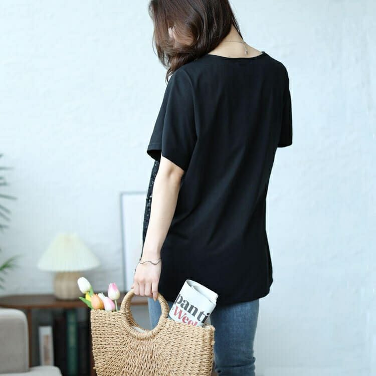 大きいサイズ レディース フラワーレース切替えドルマンプルオーバー　cast-5544024 【メール便可】