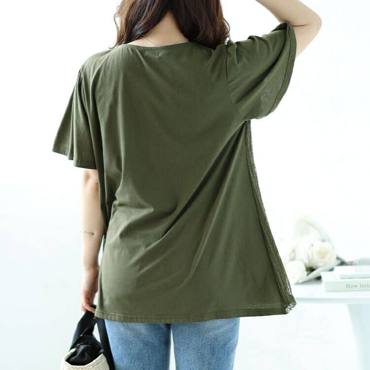 大きいサイズ レディース フロントストライプレースチュニック　cast-5544012 【メール便可】