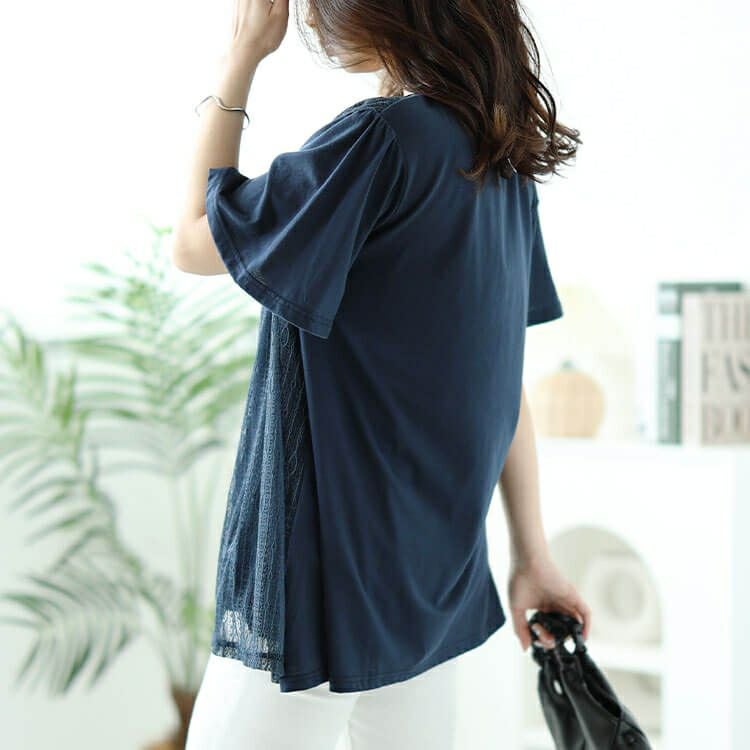 大きいサイズ レディース フロントストライプレースチュニック　cast-5544012 【メール便可】