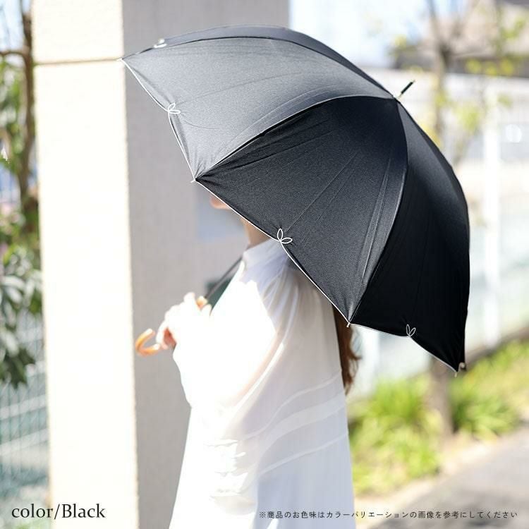 大きいサイズ レディース UV99％フルール55cm晴雨兼用傘　map-914049 ブラック