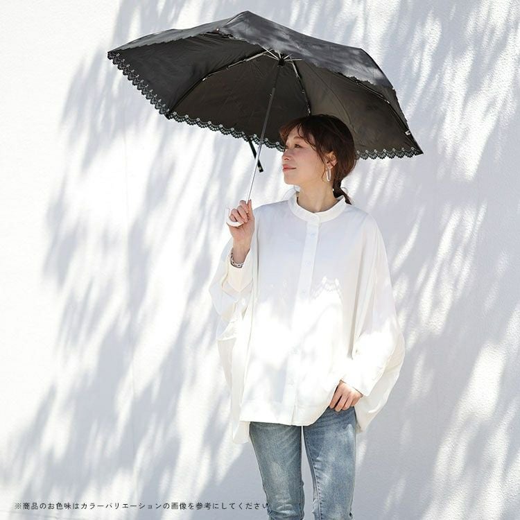 大きいサイズ レディース UV99％カットスイートフラワー55cm晴雨兼用折り畳み傘　map-924053