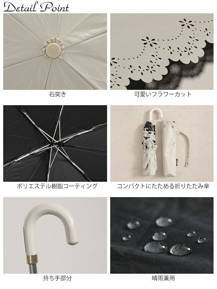 大きいサイズ レディース UV99％カットスイートフラワー55cm晴雨兼用折り畳み傘　map-924053
