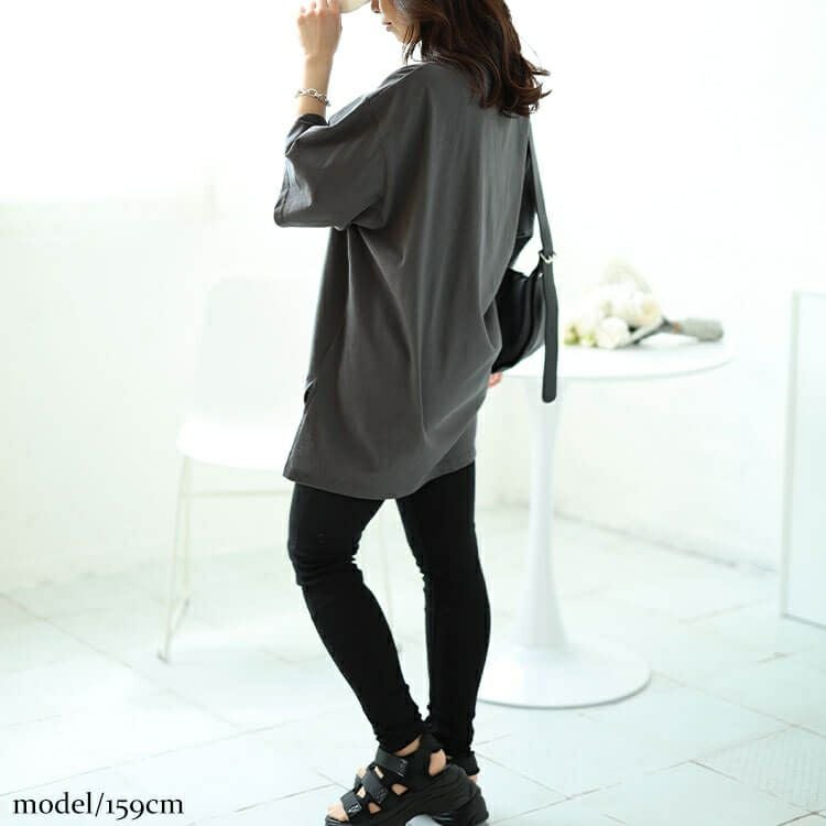 大きいサイズ レディース サイドスリットビッグTシャツ　map-27