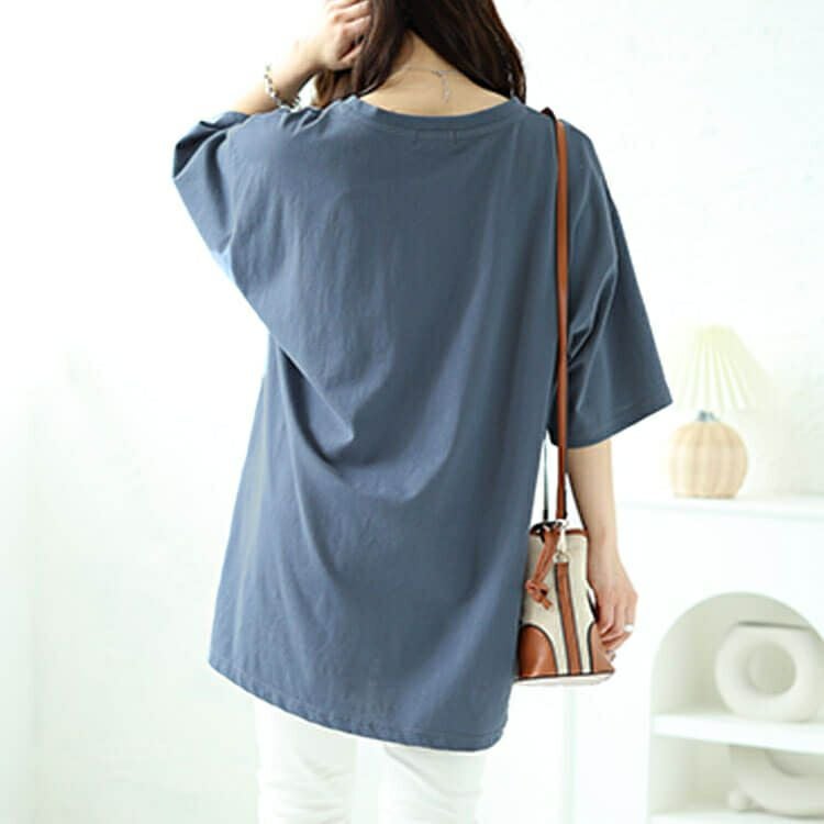 大きいサイズ レディース サイドスリットビッグTシャツ　map-27