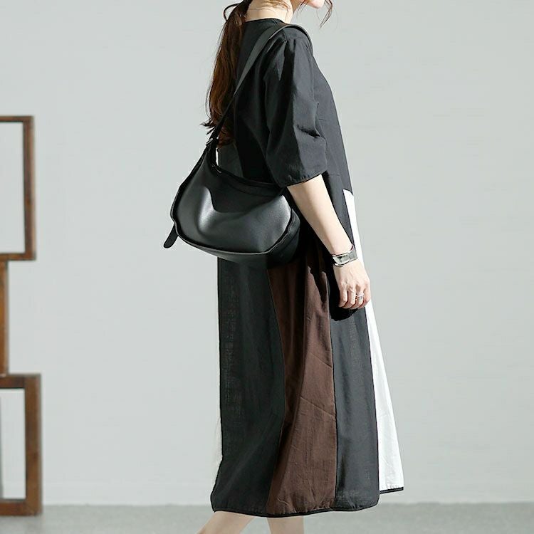 大きいサイズ レディース 配色切替えバルーンワンピース　goldy-1474 【メール便可】