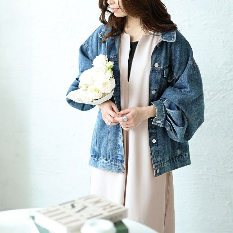 大きいサイズ レディース キーネックフレンチスリーブワンピース　mncut-142037