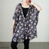 大きいサイズ レディース アート柄シアーブラウスチュニック　sw-0639 グレー