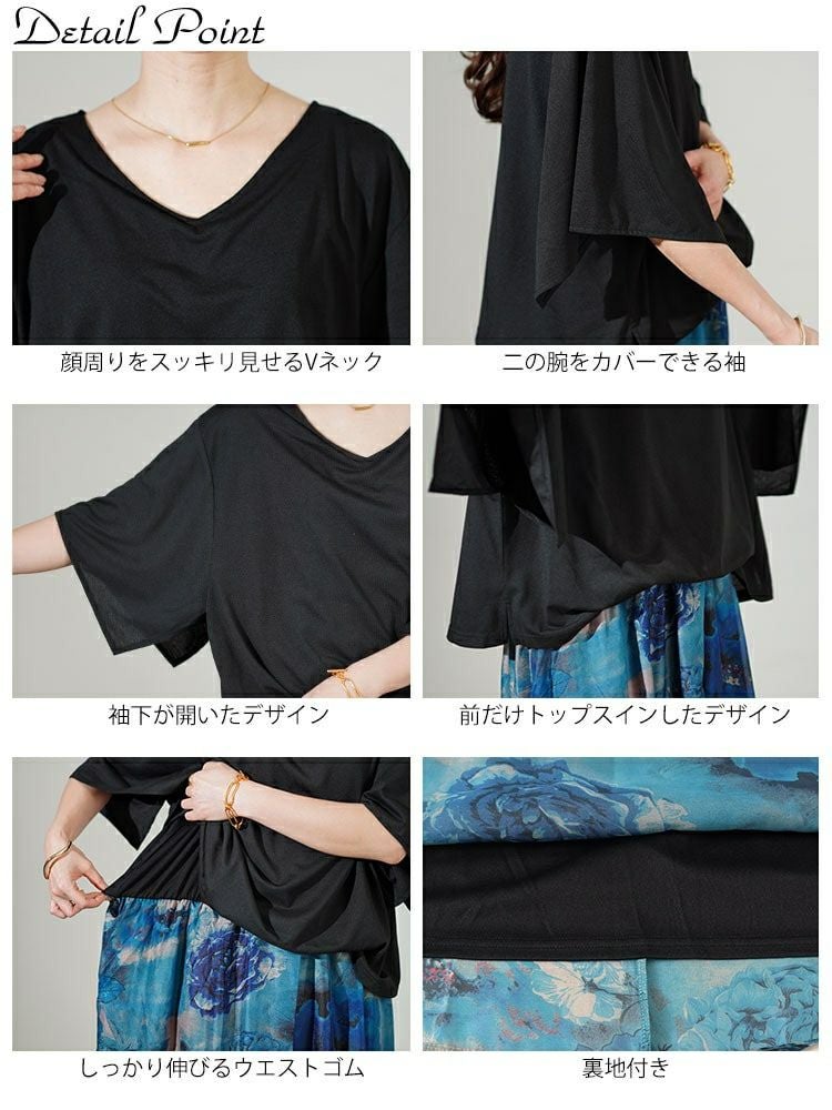 大きいサイズ レディース アートフラワープリントドッキングワンピース　sw-0638