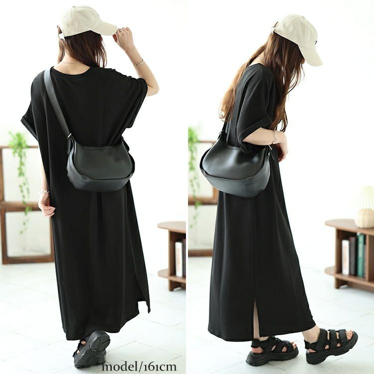 大きいサイズ レディース スリット入りドルマンワンピース　mncut-142036