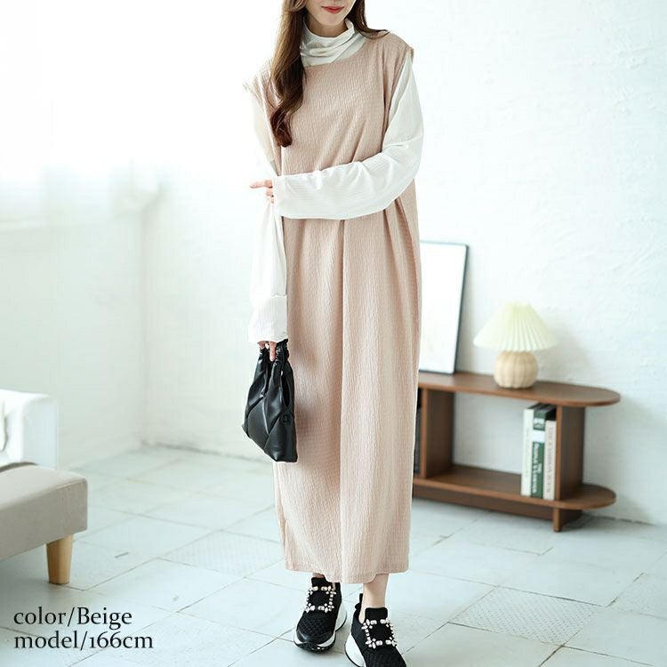 大きいサイズ レディース 前後2way楊柳ノースリーブワンピース　mncut-142034