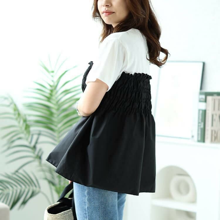 大きいサイズ レディース ビスチェドッキングシャーリングプルオーバー　plan-240051 ブラック