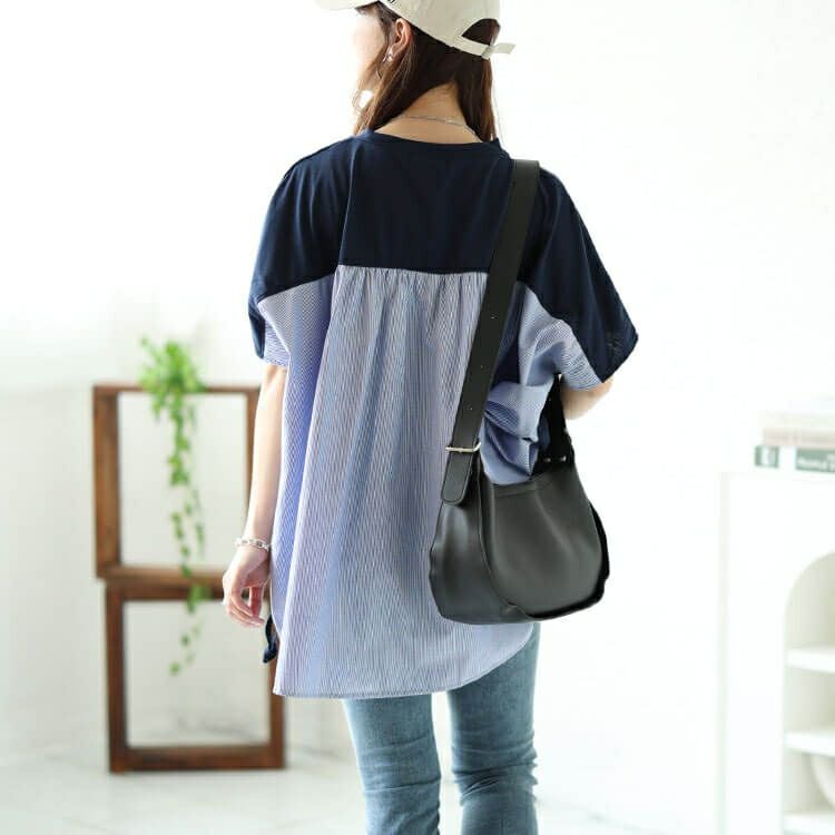 大きいサイズ レディース 異素材切替えドロストドルマンプルオーバー　plan-240042 【メール便可】