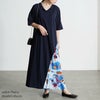 大きいサイズ レディース 接触冷感アートプリント切替えワンピース　kt-7824550 ネイビー