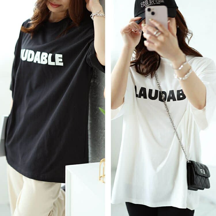 大きいサイズ レディース ロゴコットンTシャツ　cros-130308 【メール便可】