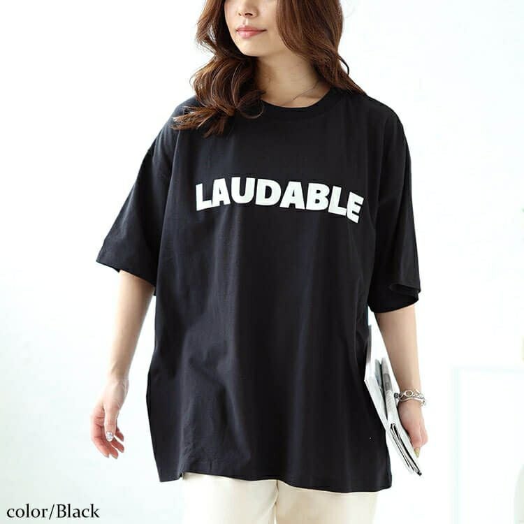 大きいサイズ レディース ロゴコットンTシャツ　cros-130308 【メール便可】