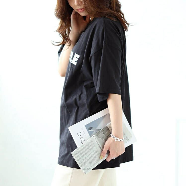 大きいサイズ レディース ロゴコットンTシャツ　cros-130308 【メール便可】