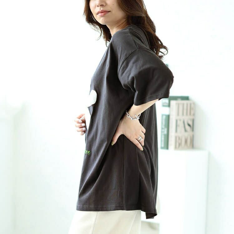 大きいサイズ レディース サガラ刺繍フラワーコットンTシャツ　cros-130276 【メール便可】